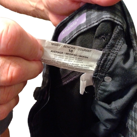 Gloria Vanderbilt Amanda Collection Black-Grey Checkered Stretch Jeans Size 10 - Picture 7 of 9